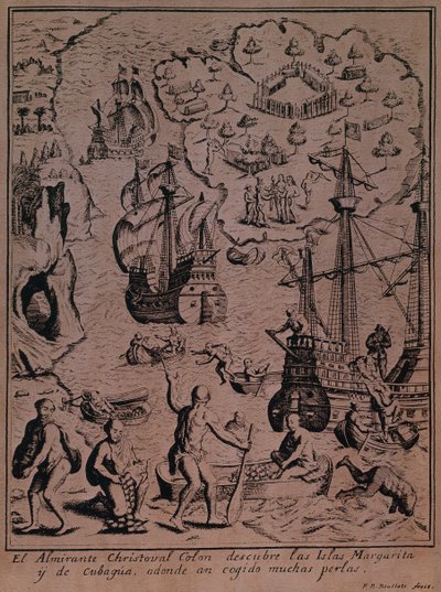 Cristoforo Colombo scopre le isole di Margarita e Cubagua dove trovano molte perle da Spanish School